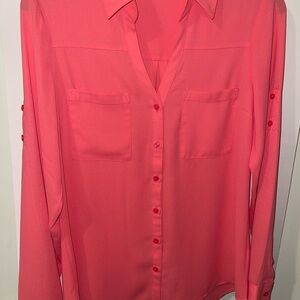 Express Coral Button-Up Blouse